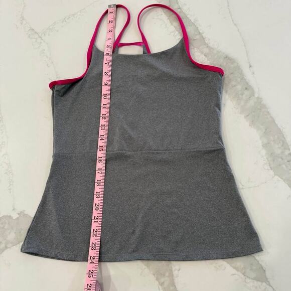 Fabletics Peplum Gray Athletic TankTop Lattice Strappy Back Womens Large Workout - Picture 6 of 6